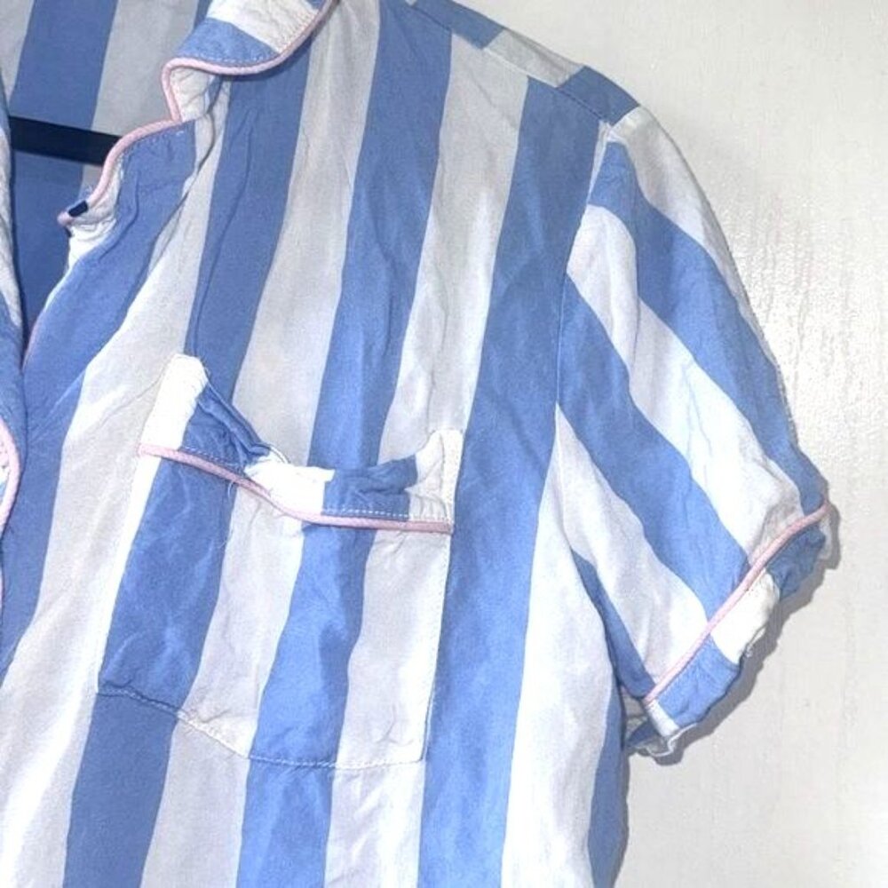 Peace Love & Dreams Blue & White Striped Pajama Set M/M - Picture 5 of 11